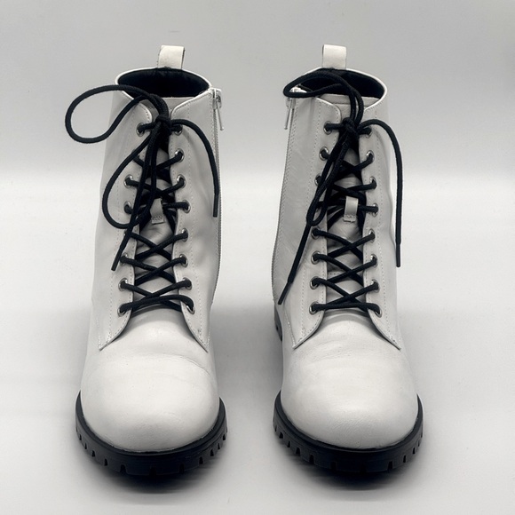 BP. Nordstrom Taylor-Lea White Leather Lace Up Combat Boots. - Picture 2 of 5